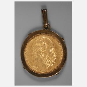 Münzanhänger 20 Goldmark 1877