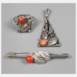 Konvolut Silberschmuck mit Korallen