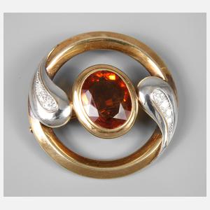 Brosche mit Madeira-Citrin und Brillanten