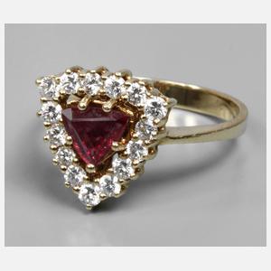 Damenring Rhodolith und Brillanten