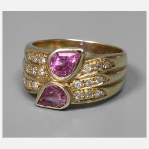 Damenring mit Rubelliten und Diamanten