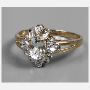 Damenring mit Aquamarin und Diamanten