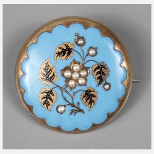 Biedermeierbrosche mit Email und Saatperlen