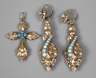 Paar Ohrhänger und Anhänger mit Türkisbesatz