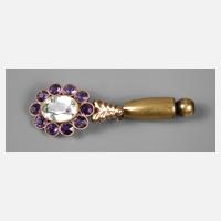 Brosche mit Amethysten und Aquamarin111