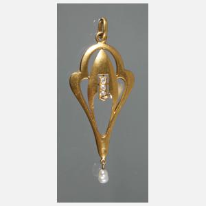 Anhänger mit Perlen und Brillanten