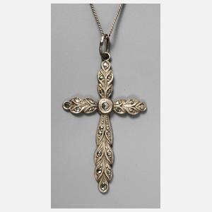 Kreuzanhänger mit Markasitenbesatz an Kette