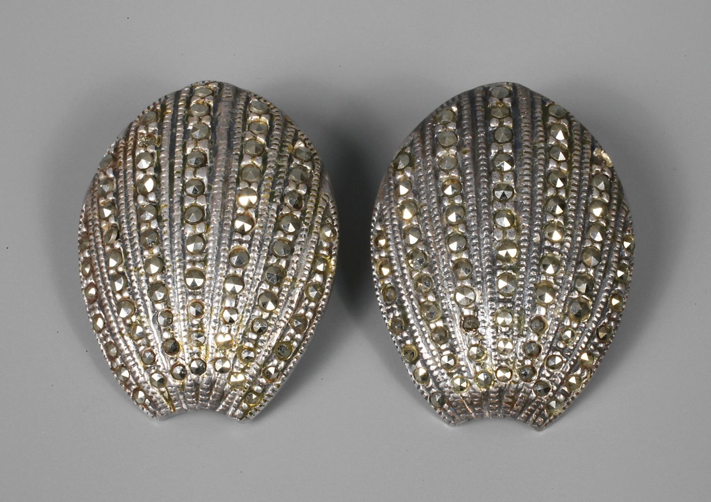 Paar Ohrclips mit Markasitenbesatz