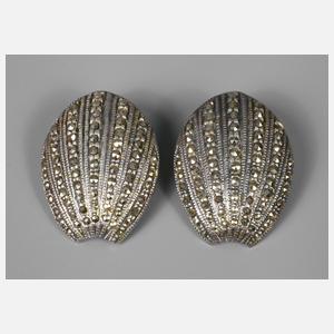 Paar Ohrclips mit Markasitenbesatz