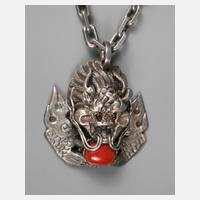 Anhänger als Drachenkopf an langer Silberkette111