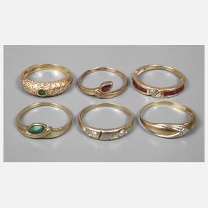Sechs Damenringe