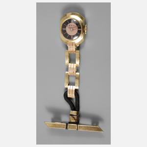 Kleine Frackuhr an Spange mit Kettchen