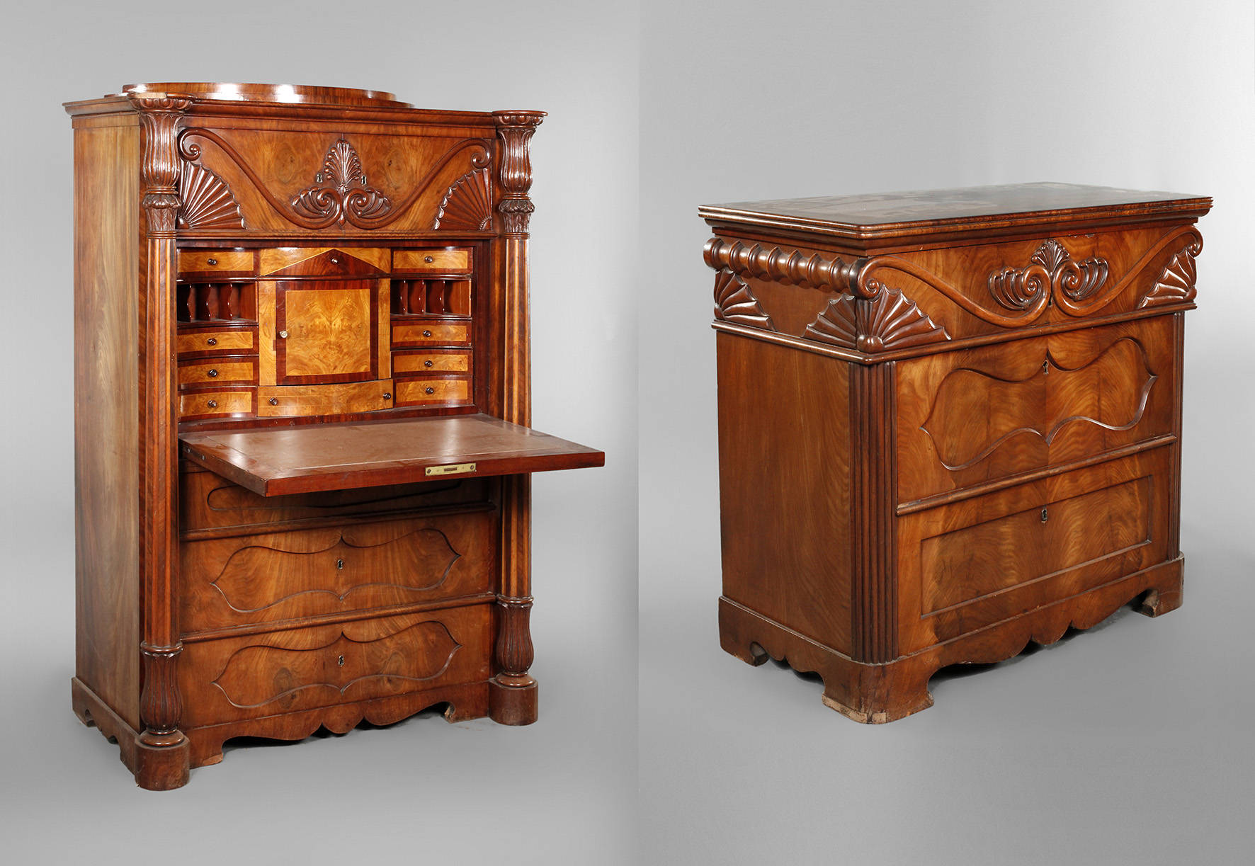 Außergewöhnlicher Biedermeiersekretär mit Kommode