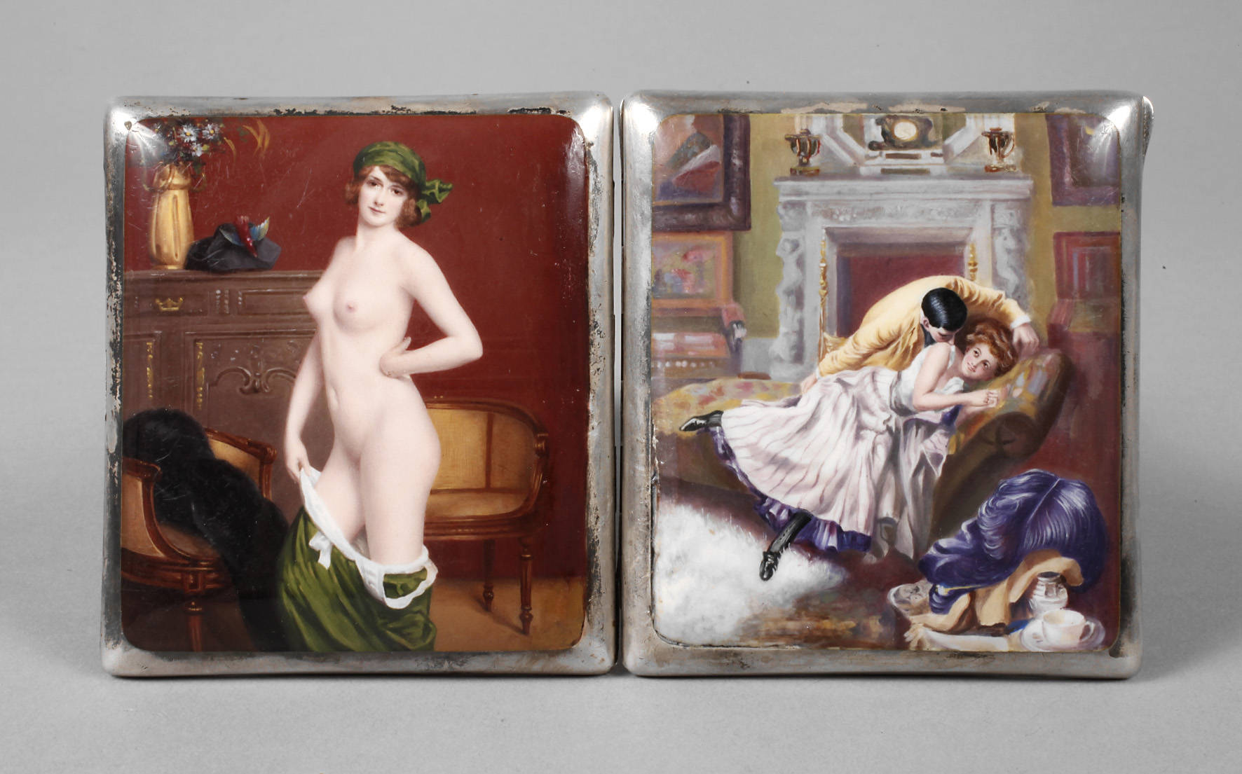 Zigarettenetui Silber Erotika