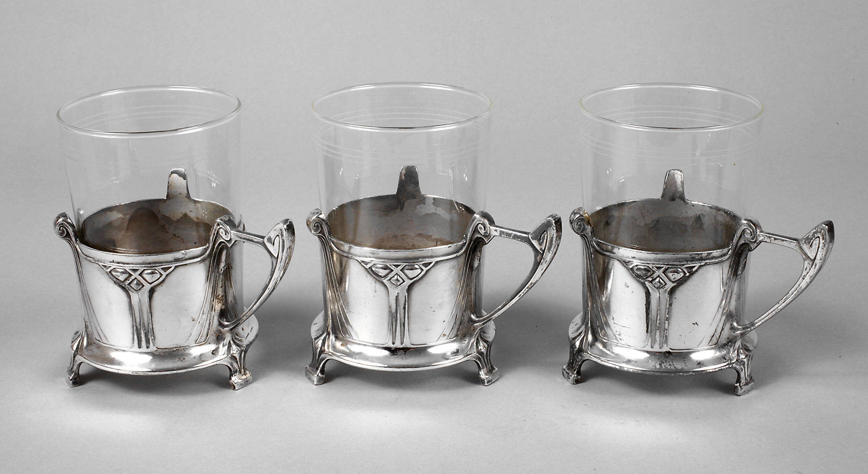 WMF Geislingen drei Teeglashalter Albin Müller