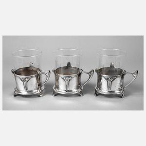 WMF Geislingen drei Teeglashalter Albin Müller