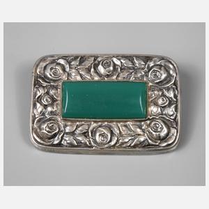 Jugendstilbrosche mit grünem Achat