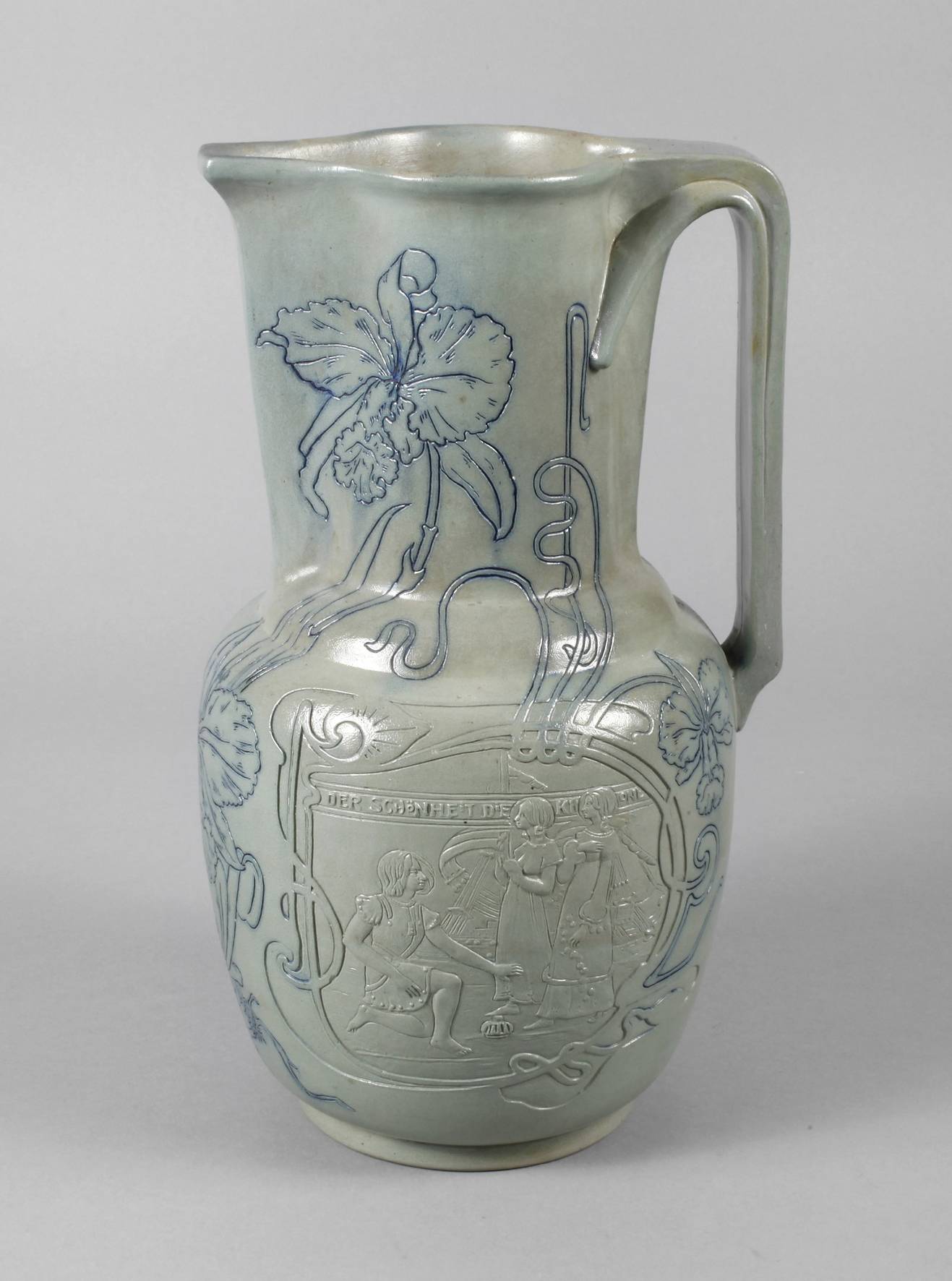 Westerwald große Henkelkanne Jugendstil