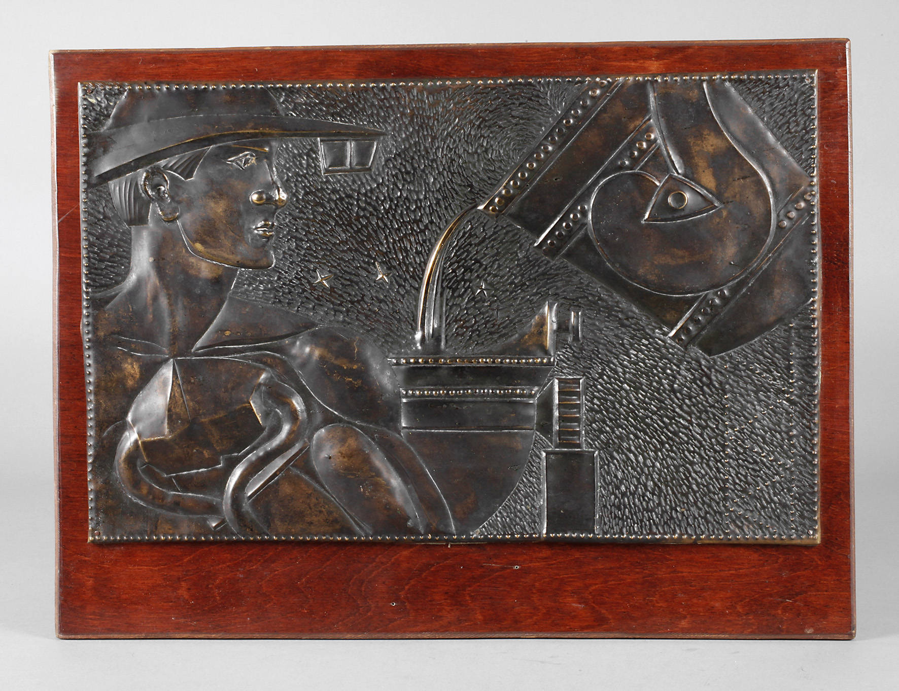 Wandplatte Kupfer Art déco