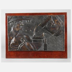 Wandplatte Kupfer Art déco