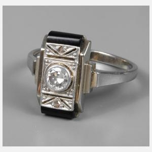 Damenring mit Onyx und Brillant
