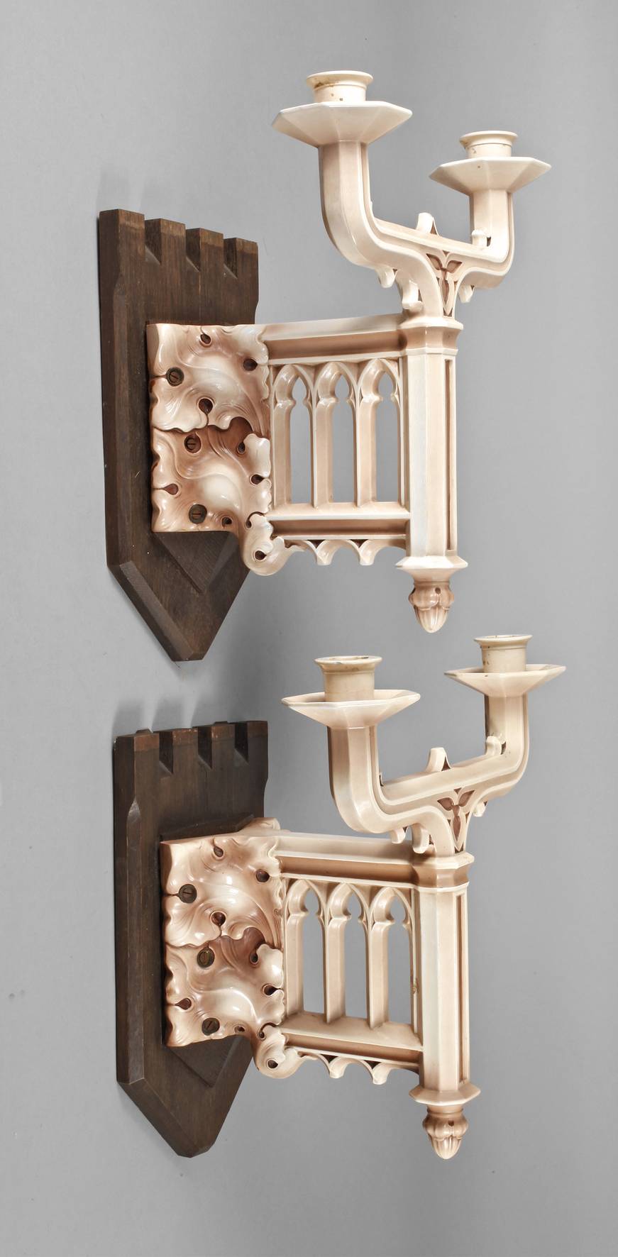 Wächtersbach Paar neogotische Wandleuchter