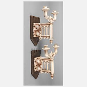 Wächtersbach Paar neogotische Wandleuchter