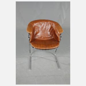 Vier Stahlrohrsessel