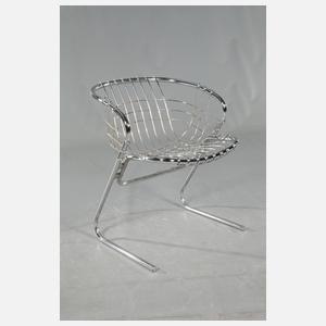 Vier Stahlrohrsessel