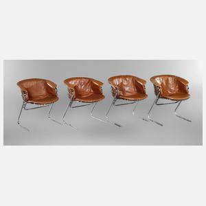 Vier Stahlrohrsessel
