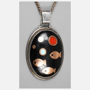 Anhänger mit Email an Silberkette