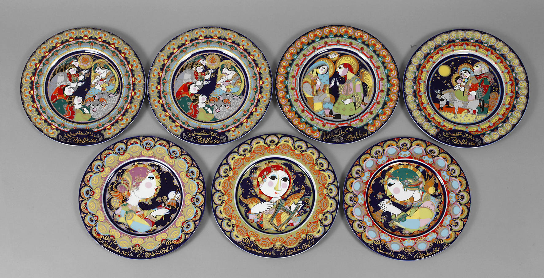 Rosenthal sieben Weihnachtsteller Bjørn Wiinblad