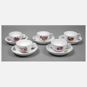 Meissen fünf Tassen mit UT Marcolinizeit