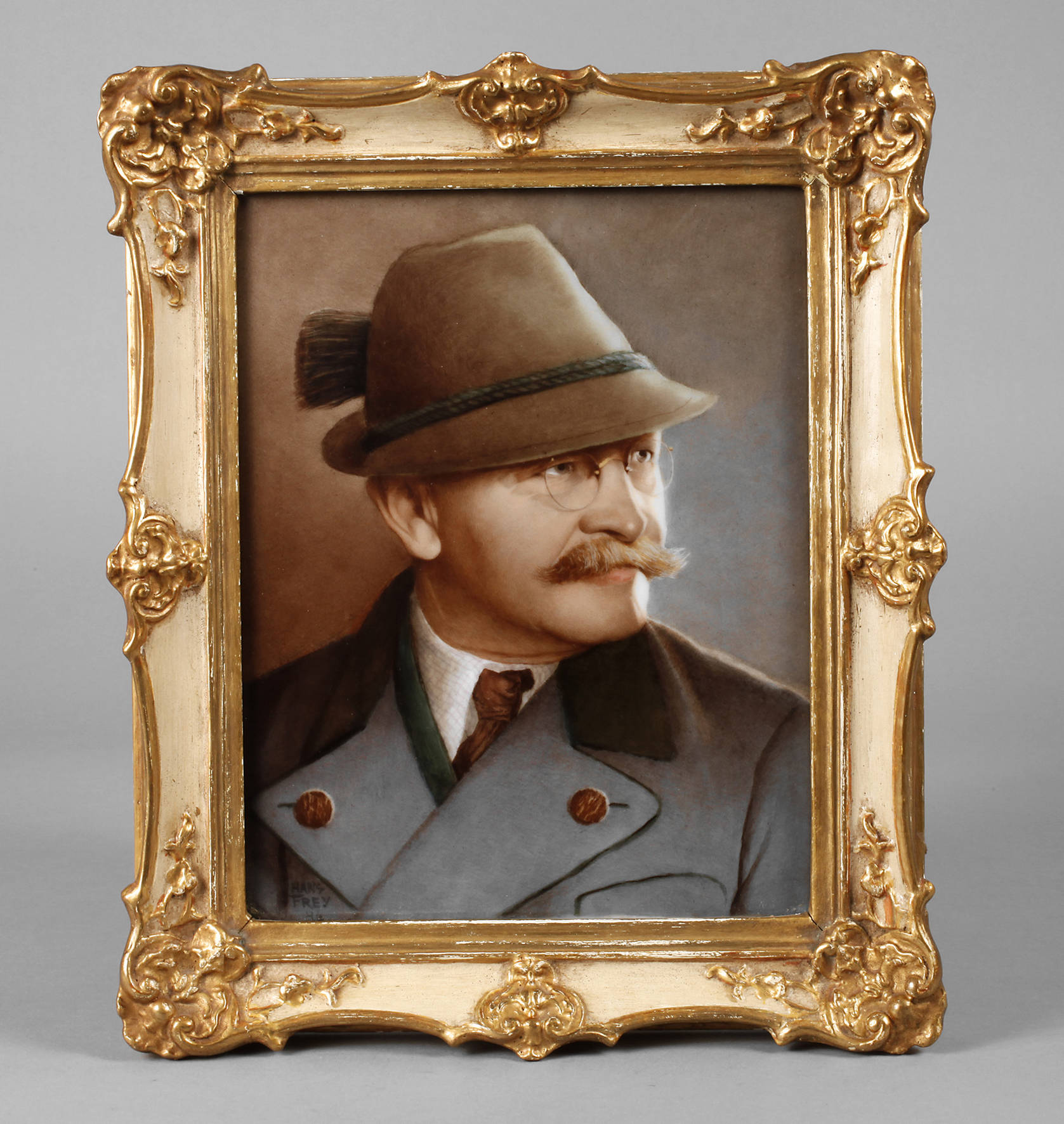 Porzellanbildplatte Jägerportrait