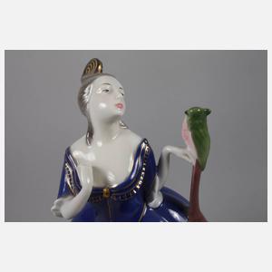 Fraureuth Rokokodame mit Kakadu