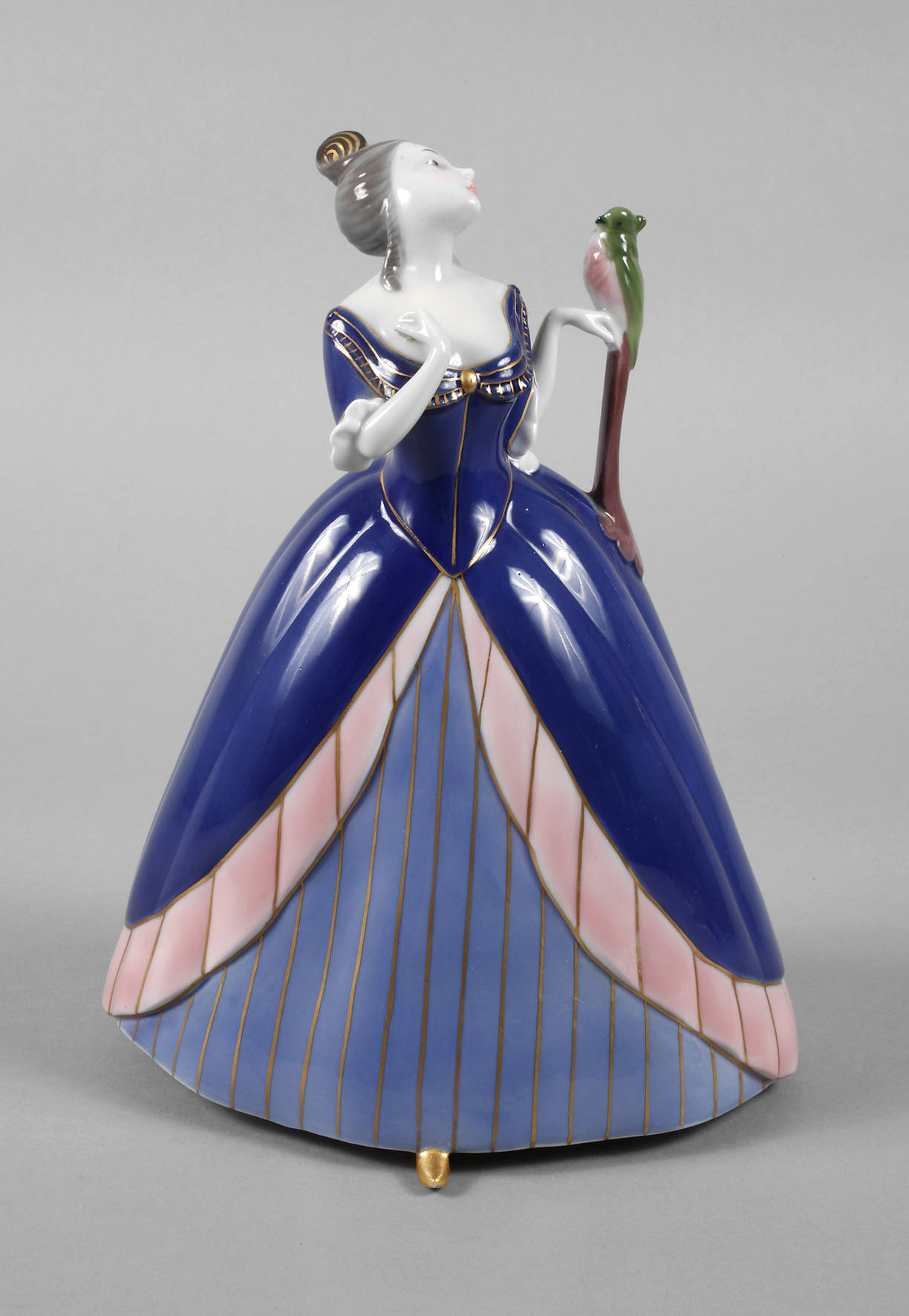 Fraureuth Rokokodame mit Kakadu