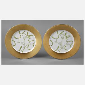 Limoges zwei Teller Misteldekor