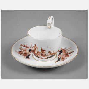 Meissen Biedermeiertasse Schwanenhalshenkel