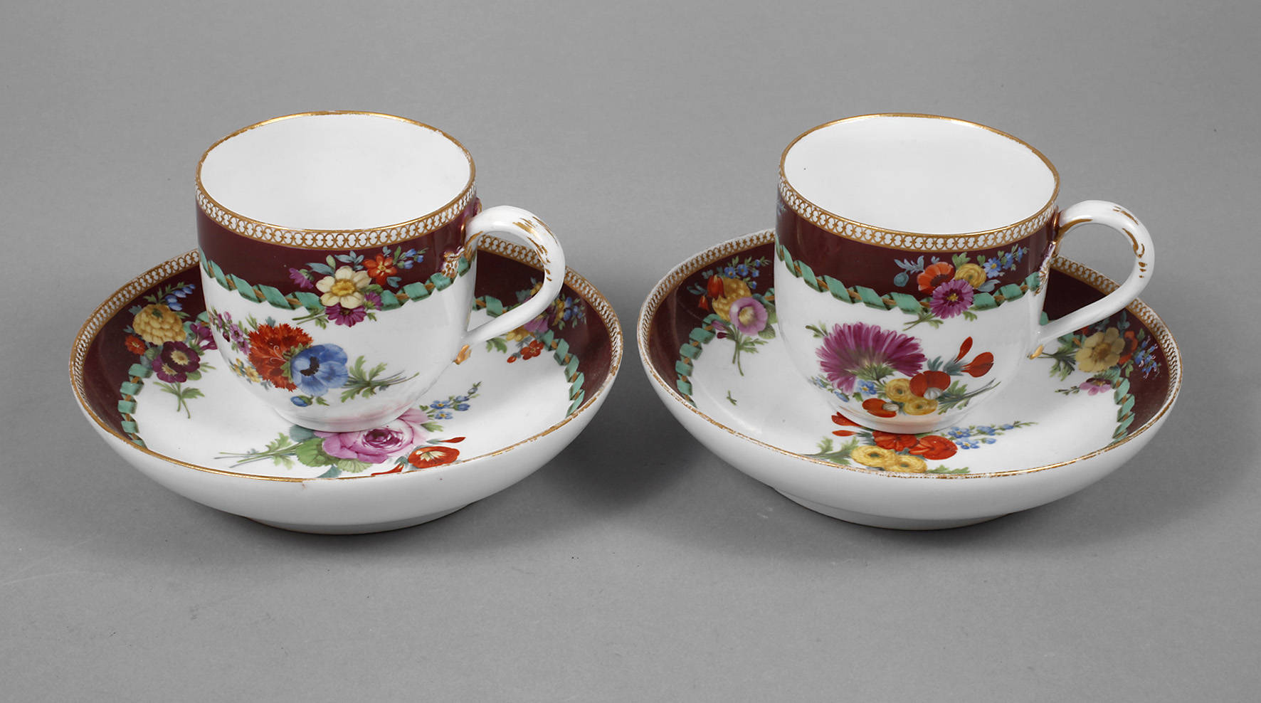 Meissen zwei Tassen mit UT Marcolinizeit