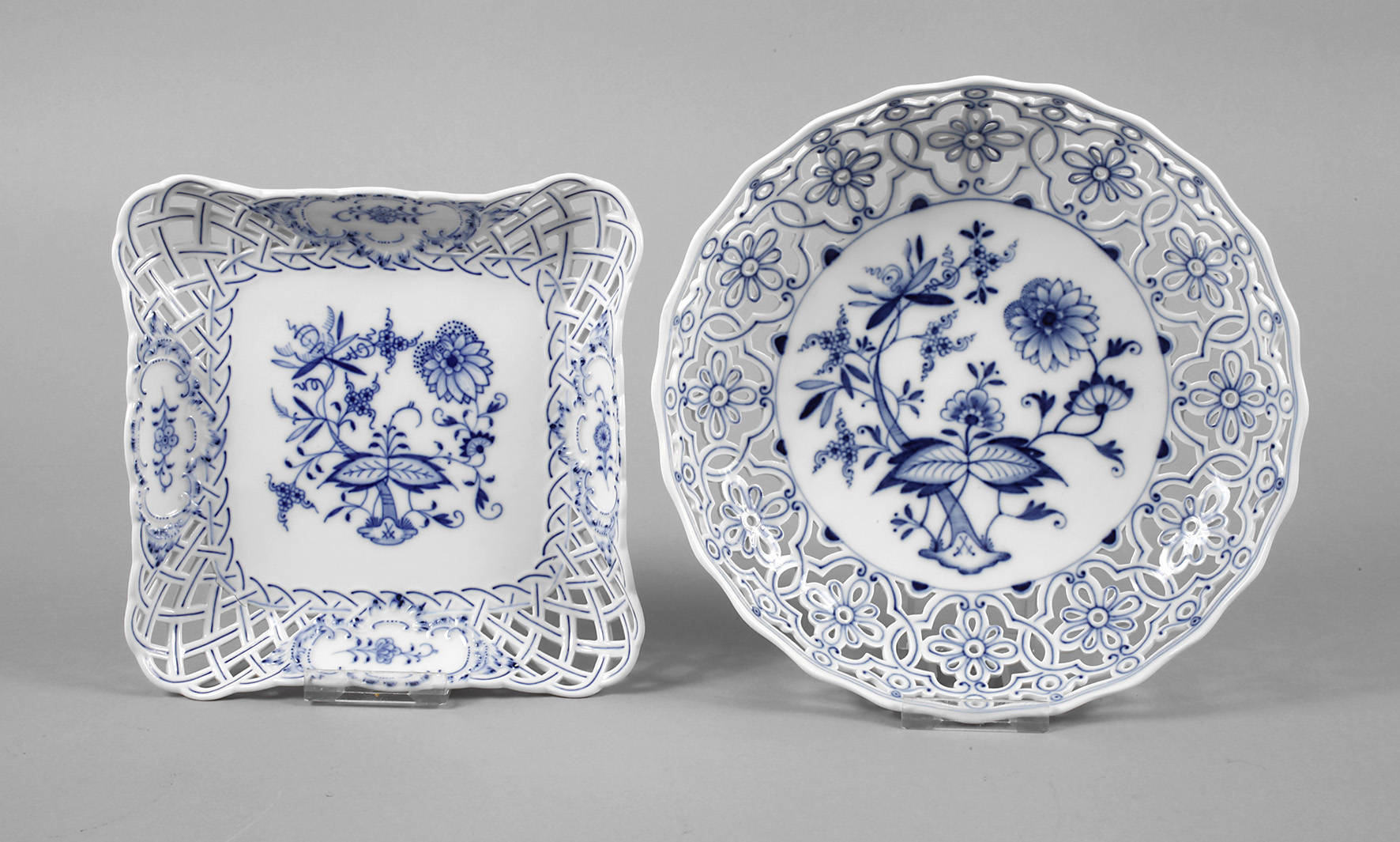 Meissen zwei Durchbruchschalen Zwiebelmuster