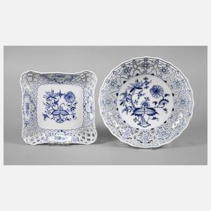 Meissen zwei Durchbruchschalen Zwiebelmuster