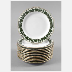 Meissen elf Abendbrotteller Weinlaubdekor