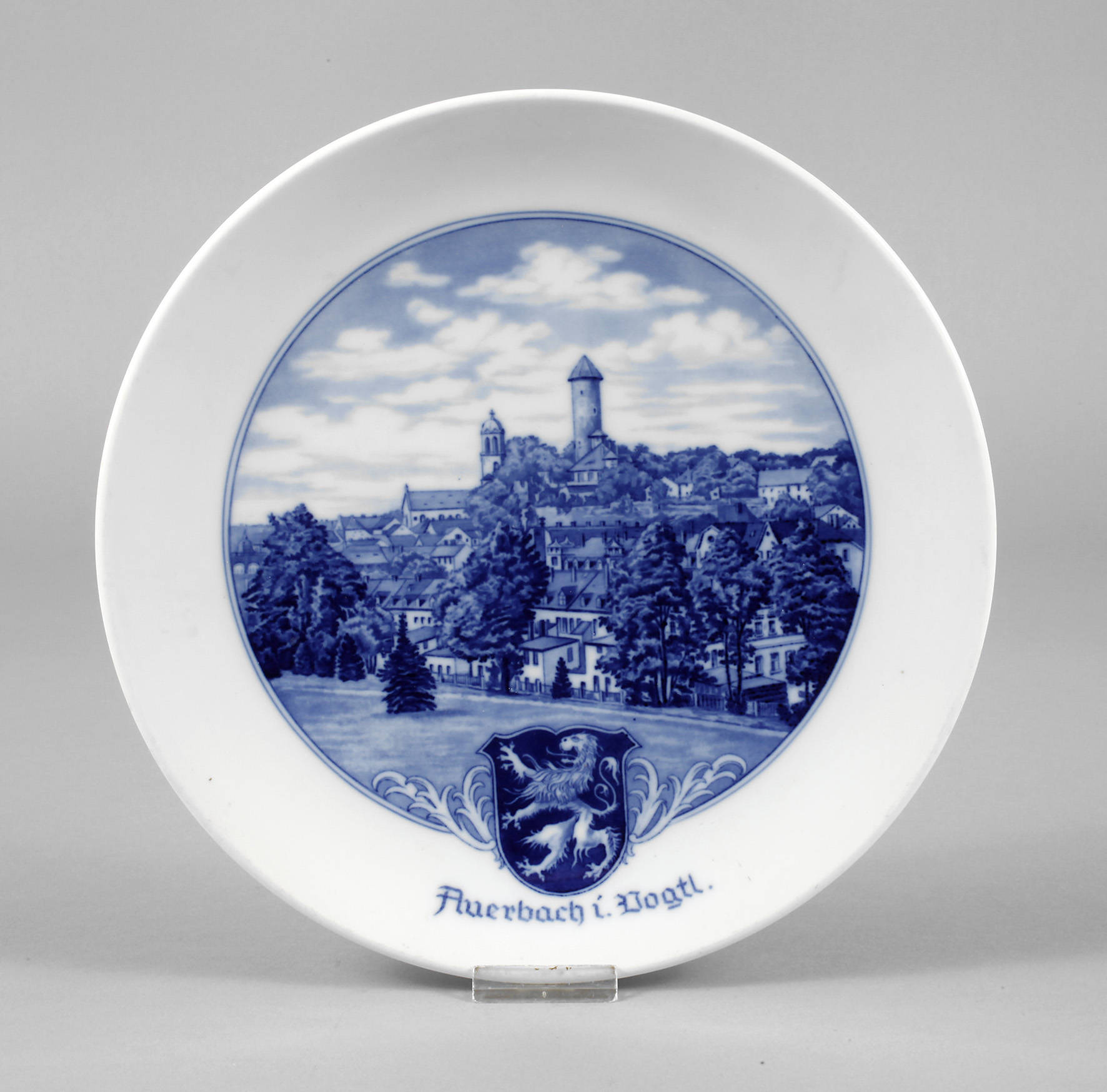 Meissen Ansichtenteller Auerbach im Vogtland