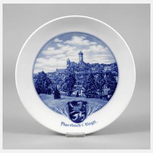 Meissen Ansichtenteller Auerbach im Vogtland