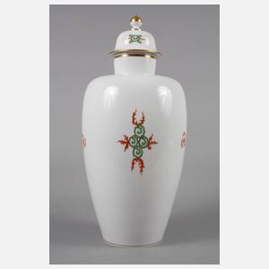 Meissen große Deckelvase Reicher grüner Drache