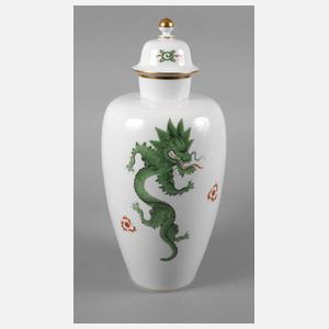 Meissen große Deckelvase Reicher grüner Drache