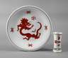 Meissen Vase und Teller Drachendekor