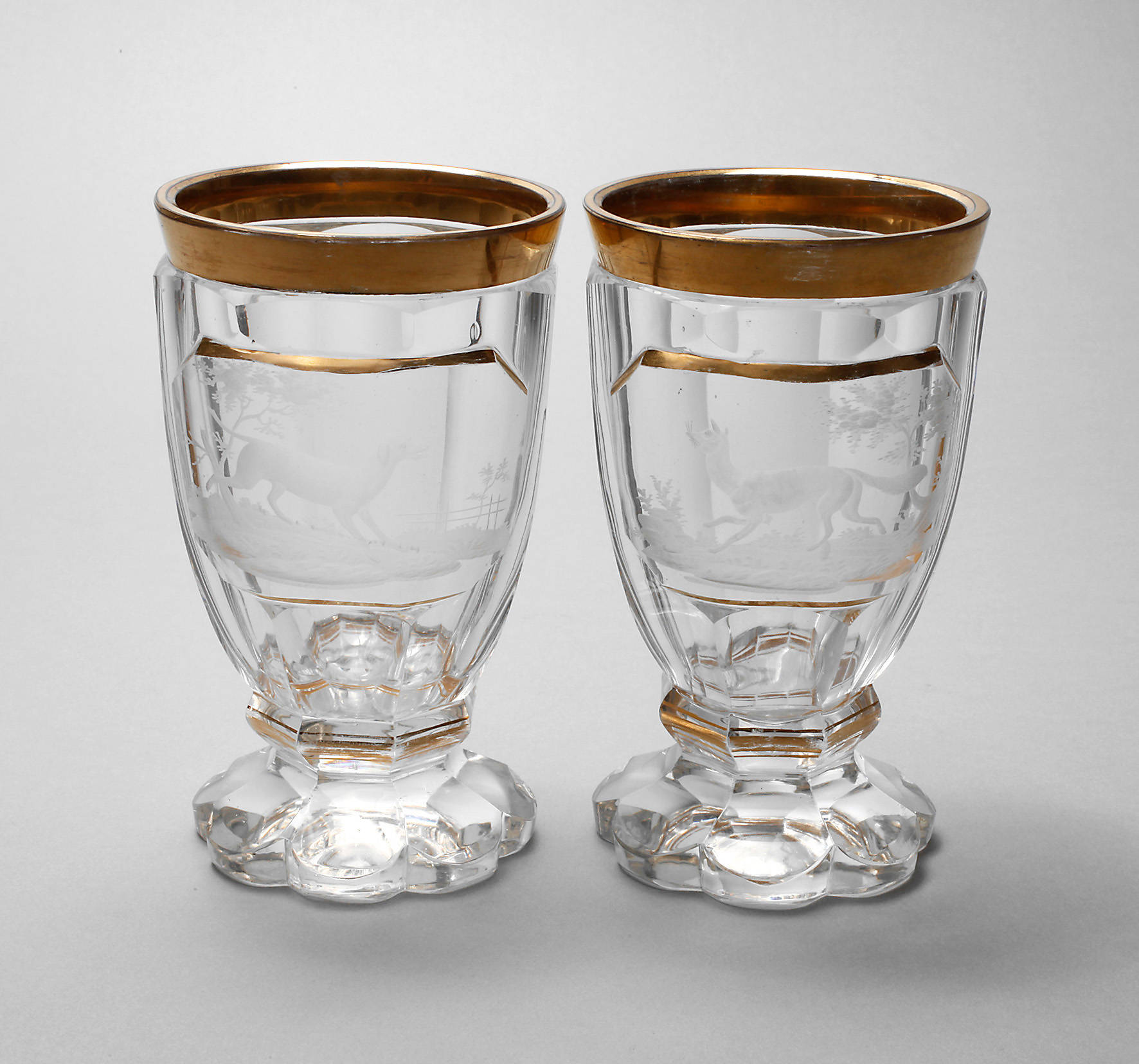 Zwei Biedermeier-Jagdbecher