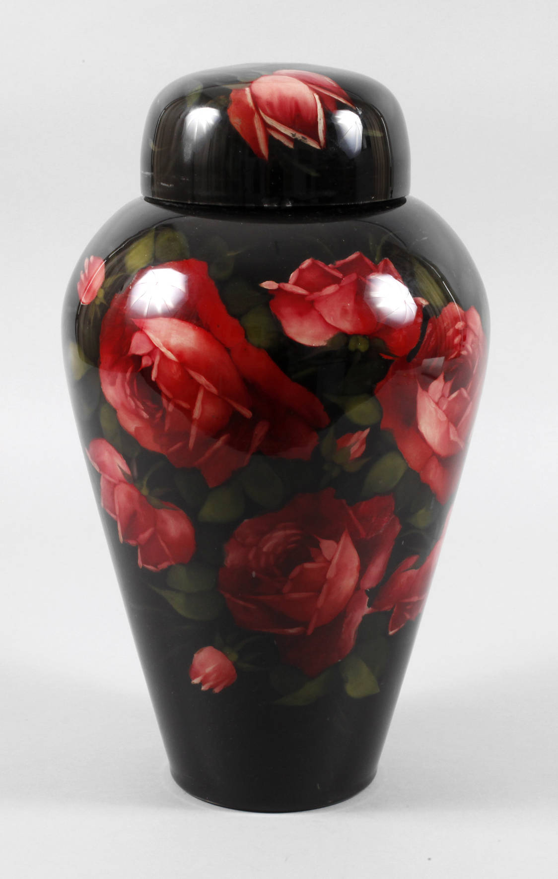 Deckelvase Hinterglasmalerei