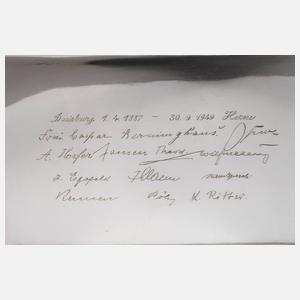 Silbertablett mit Widmung